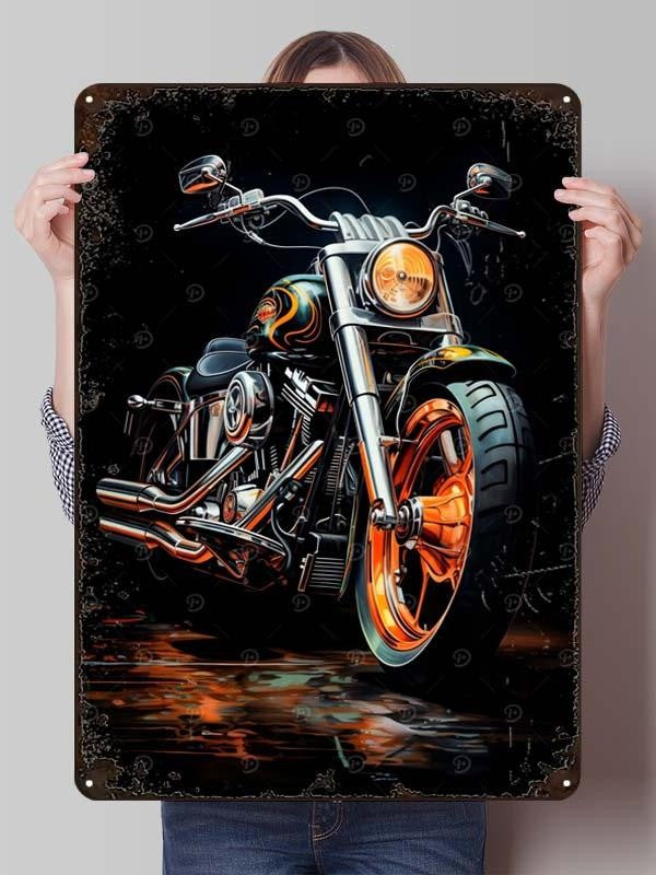 Letreiro de Flandres H-Harley Pôster de Motocicleta Decoração Estética de Quarto Masculino Placas de Metal Personalizadas para Garagem Decoração de Parede Retrô para Casa