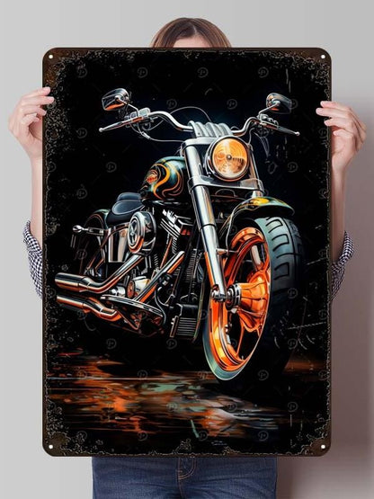 Letreiro de Flandres H-Harley Pôster de Motocicleta Decoração Estética de Quarto Masculino Placas de Metal Personalizadas para Garagem Decoração de Parede Retrô para Casa