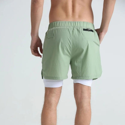 Men's sports double-deck shorts Fitness Quick Dry Training Shorts Casual 2 In 1 Multi-pocket sweatpants Men Gyms Running shorts