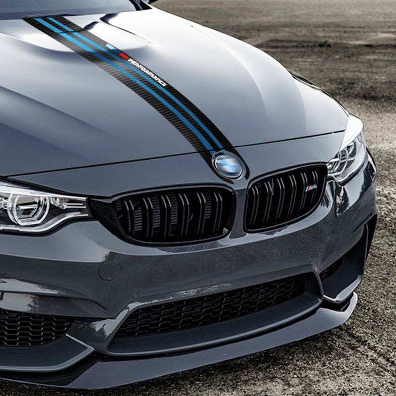 Car Styling Stickers Carbon Fiber Car Hood Sticker Decals M Performance Decor For BMW E90 E46 E39 E60 F30 F10 F15 E53 X5 X6
