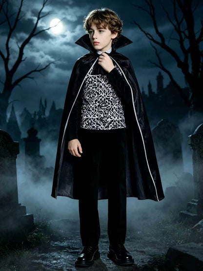 Vampire themed cloak costume set with pointed stand collar, great for Halloween cosplay and themed party dressing up