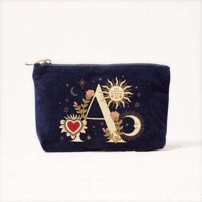 Velvet Handbag Vintage Printed Letter Pattern Makeup Bag