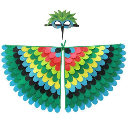 Bird Cosplay Costume Stage Performance Owl Peacock Wings Bird Felt Cape with Mask for Girls Boys Halloween Party Cloak