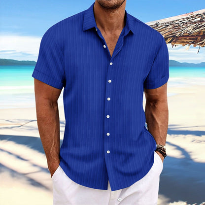 New retro style summer men's casual beach style shirt lapel short sleeve loose top Handsome shirt size S-3XL