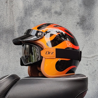 Capacete de motocicleta retrô semiaberto acessórios para motocicleta cross-country capacete de motocicleta 3/4 capacete retrô de inverno