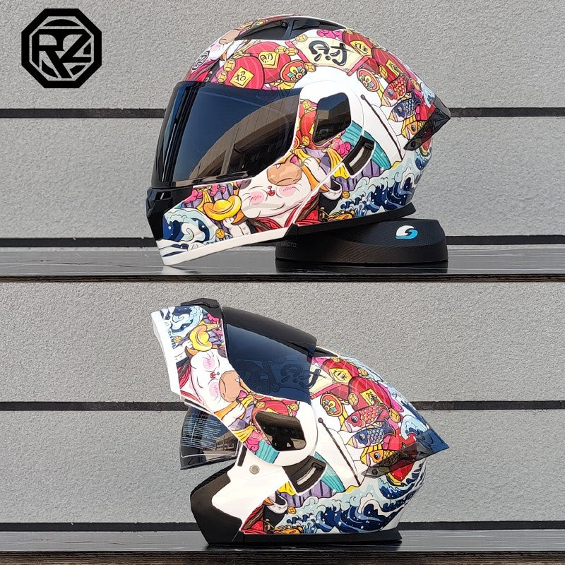 ORZ Capacete Integral Personalizado para Motocicleta Masculino Feminino Moda Capacete com Lente Dupla Capacete de Motocross de Corrida Modular Articulado Casco Moto