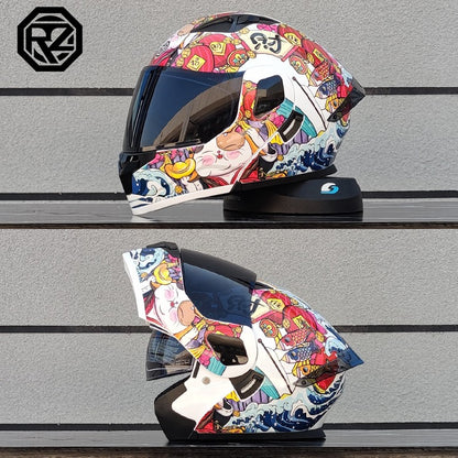 ORZ Capacete Integral Personalizado para Motocicleta Masculino Feminino Moda Capacete com Lente Dupla Capacete de Motocross de Corrida Modular Articulado Casco Moto