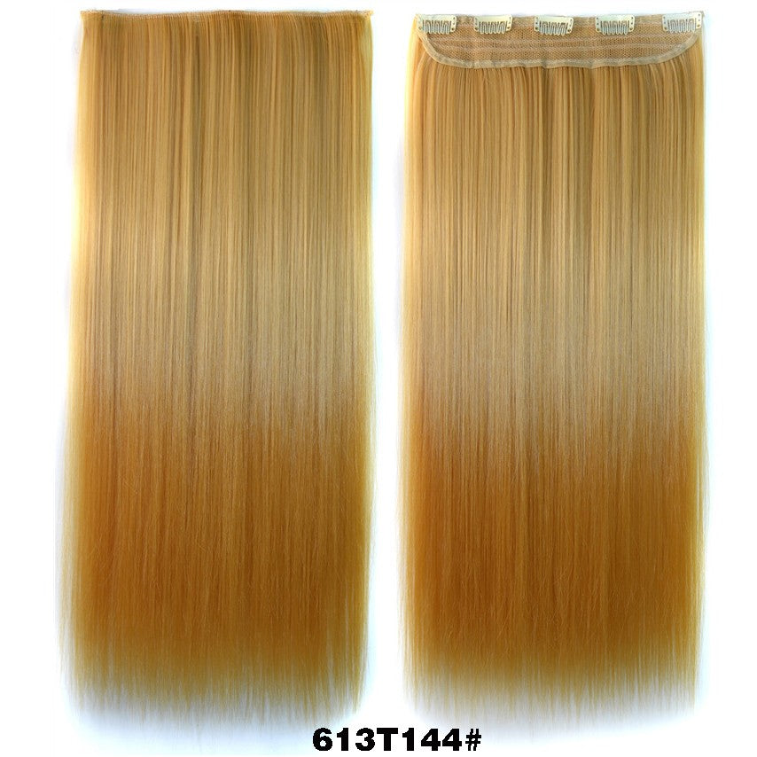 Extensões de cabelo sintéticas com clipe, longas e lisas, com 5 clipes em uma única peça, extensões de cabelo multicoloridas LIHUI