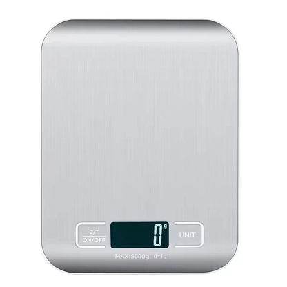 Nova Balança Digital Eletrônica de Cozinha 5kg-1g com Display LED Painel de Aço Inoxidável Ideal para Casa Joias Lanches e Cozimento
