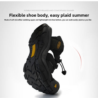 2025 Summer Men's Sandals Thick soled Baotou beach shoes Outdoor oversized casual Shoes Male lightweight hollow sandals Homme
