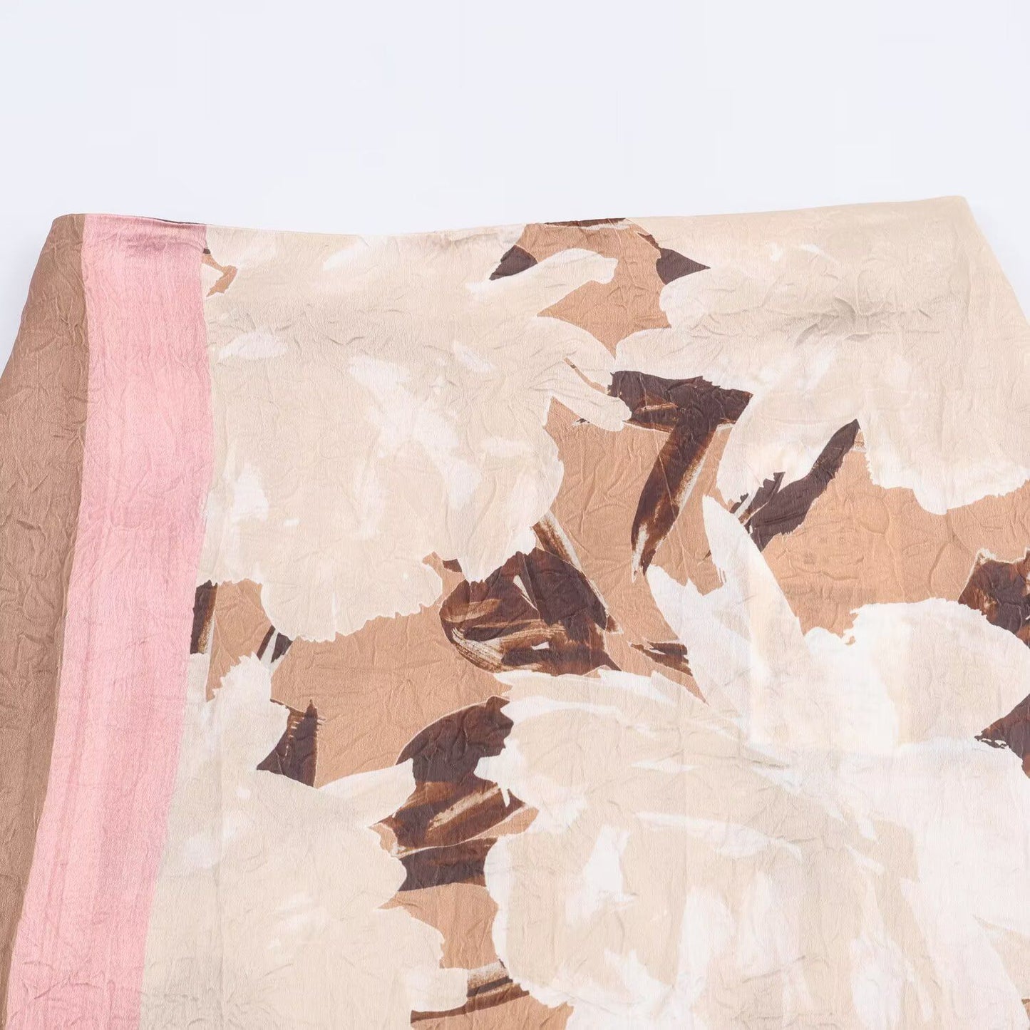 2025 Autumn New Product Women's Casual Style Fashion High Waist Printed Wrinkle Effect Midi Half Body Skirt