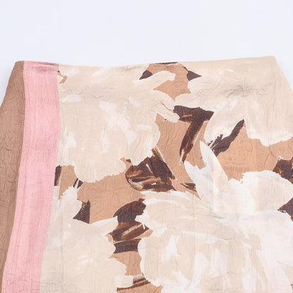 2025 Autumn New Product Women's Casual Style Fashion High Waist Printed Wrinkle Effect Midi Half Body Skirt