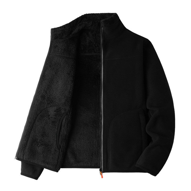 Plus Size Women's Autumn Winter Thickened Double-sided Fleece Hooded Jacket Zipper Long Sleeve Warm Outerwear Casual Style Sh...