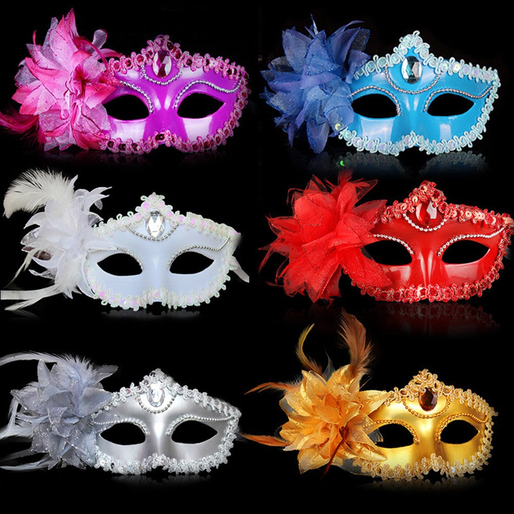 Dance Party Diamond Venetian Mask Feather Flower Wedding Carnival Performance Costume Sexy Lady Mask Masquerade Christmas 2026