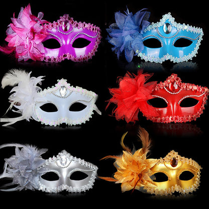 Dance Party Diamond Venetian Mask Feather Flower Wedding Carnival Performance Costume Sexy Lady Mask Masquerade Christmas 2026