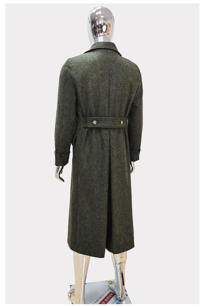 Nerazzurri Autumn Winter Long Luxury Elegant Chic Thick Warm Woolen Polo Coat for Men Double Breasted Wool & blends Overcoat