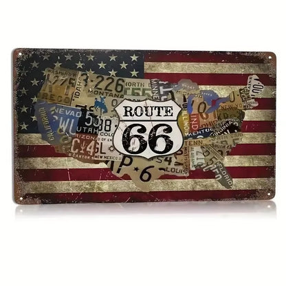 A retro Route 66 neon aluminum sign interesting Route 66 aluminum poster bar decoration restaurant decoration street decoration