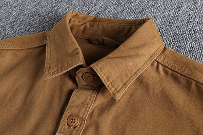 Long Sleeve Tactical Shirts Men  Patch Cargo Shirt Cotton American Casual Vintage Tooling Jacket Outdoor Workwear Blusas