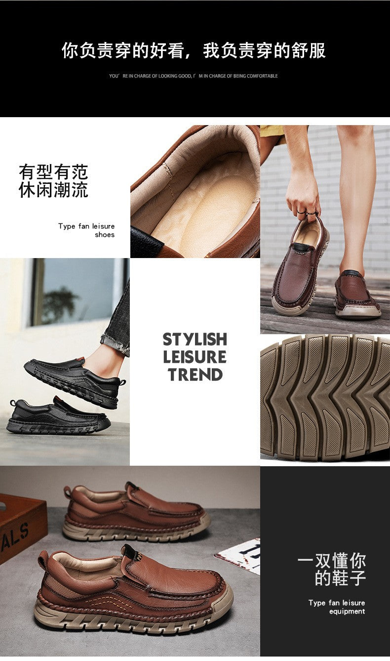 Men Handmade Genuine Leather Loafers Casual Comfortable High Quality Retro Business Shoes Spring and Autumn Men's Dress Shoes
