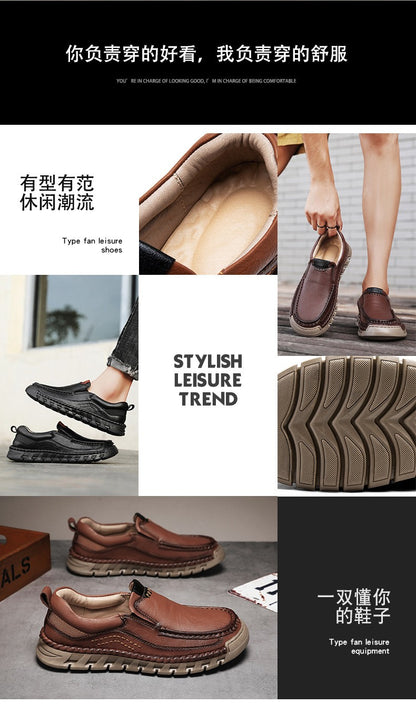 Men Handmade Genuine Leather Loafers Casual Comfortable High Quality Retro Business Shoes Spring and Autumn Men's Dress Shoes