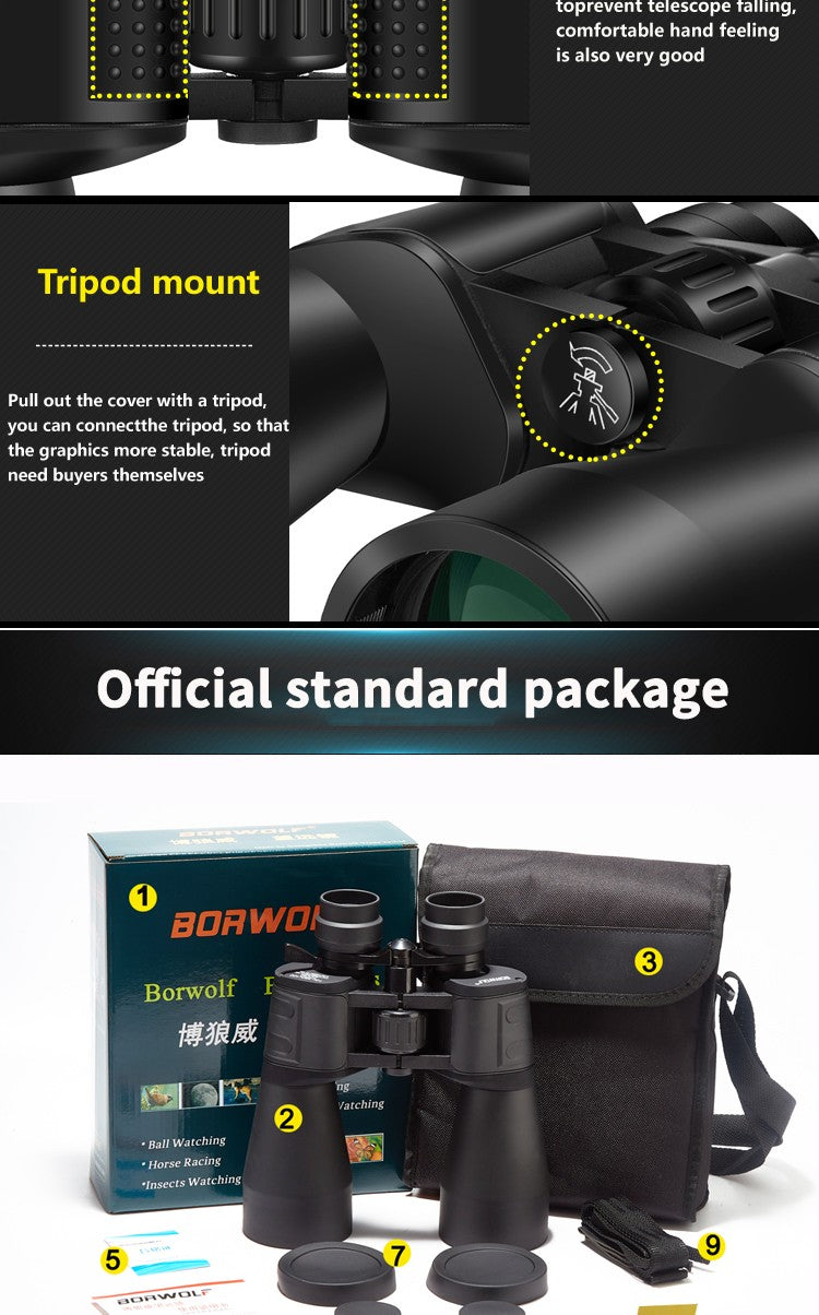 Borwolf 10-380X100 Alta Ampliação Longo Alcance Zoom 10-60 Vezes Binóculos Telescópio de Caça HD Profissional Zoom