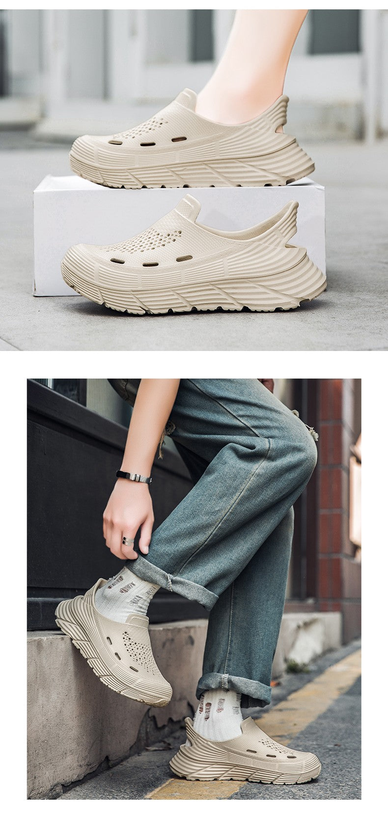 Summer Sandals Men Beach Slipper Platform Soft Sole Waterproof Anti-Slip Sandals Water Shoes Outdoor Sport Hollow out Men Shoes