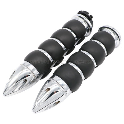 1" 25mm & 7/8'' 22mm Billet Rubber Flame Spike Hand Grips For Harley Honda Kawasaki Suzuki Yamaha  Bikes Cruiser Chopper Custom