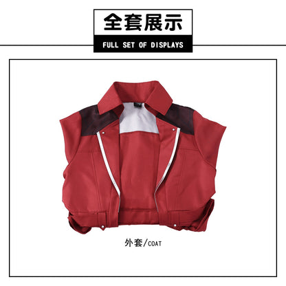 Dante Cosplay Costumes Men's Uniform Red Long Poncho Jacket Set Ruby Pendant Necklace Roleplay Prop Outfits Halloween Carnival