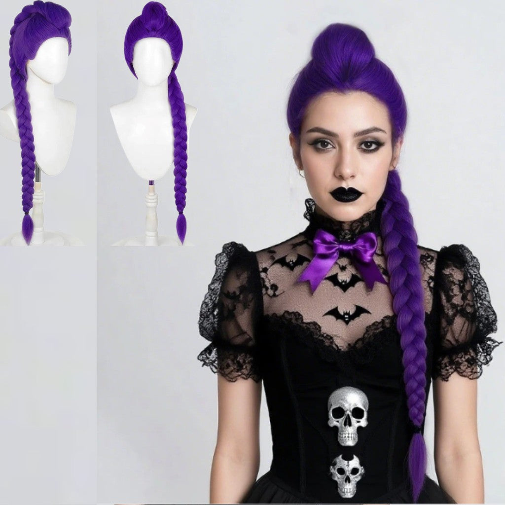 Personagem caçador de demônios KPop, franja reta, cabelo longo, cabelo curto cacheado, peruca sintética | Cosplay de Anime Zoe Rumina