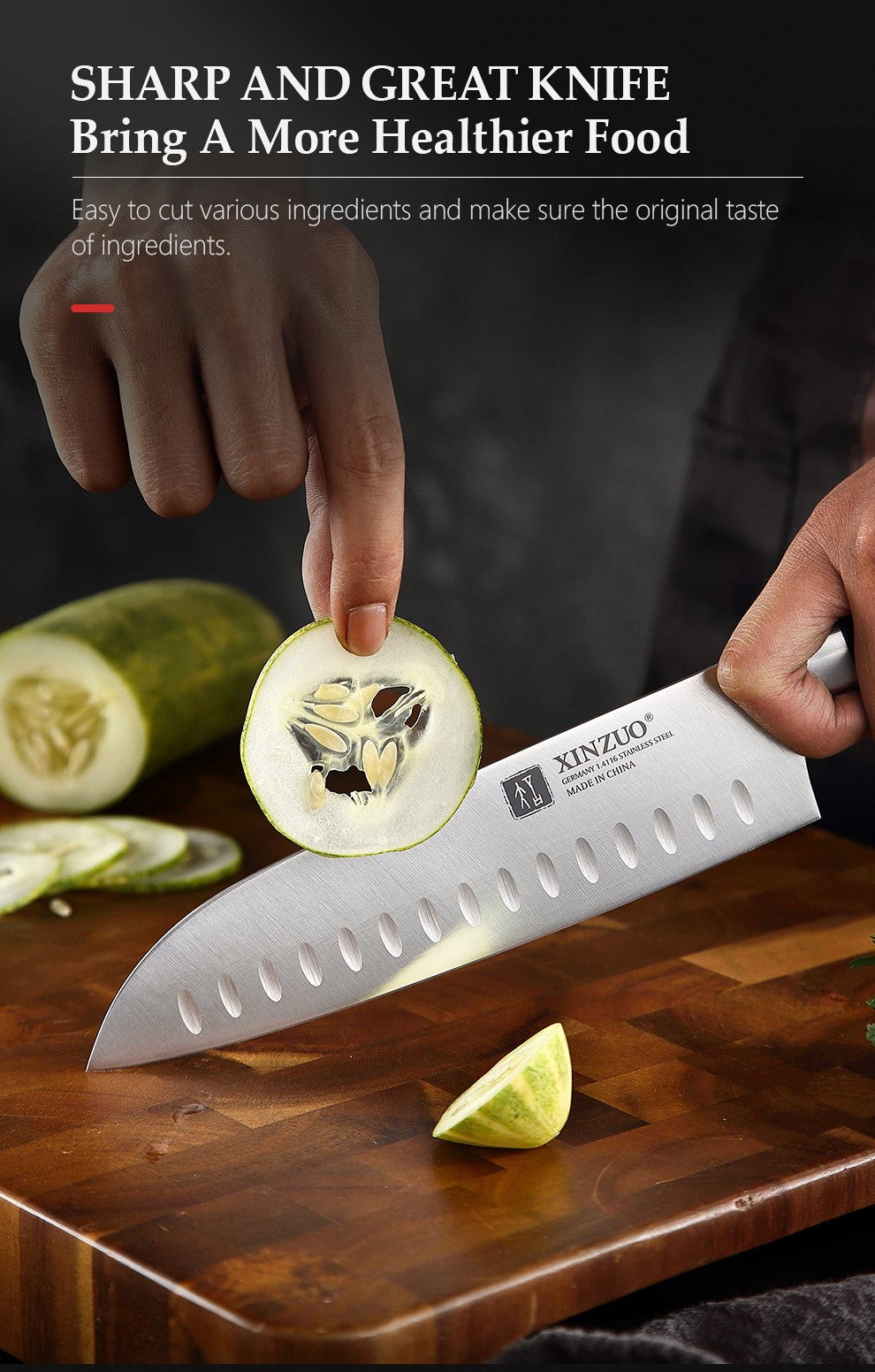 XINZUO 1PC/5PCS High Quality 3.5+5+8+8+8"  Paring Utility Cleaver Chef Knife Germany 1.4116 Stainless Steel Kitchen Knife Sets