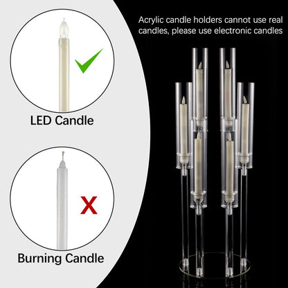 10 Pcs Clear 6-Arm Candelabra Taper Candle Holder Wedding Party Dining Table Banquet Christmas Event Decoration