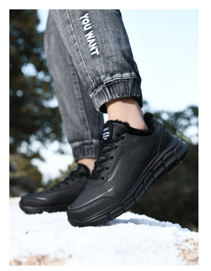 Tênis Masculino de Inverno Quente com Forro de Lã Confortável Impermeável Tamanhos Extras 46 47 48 Calçado Esportivo Casual Zapatillas Hombre