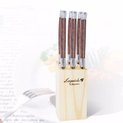 6-7pcs 9inch Stainless steel Laguiole Steak Knives Wooden Table Dinner Knifes Wood handle Japanese Cutlery  Korean Dinnerware