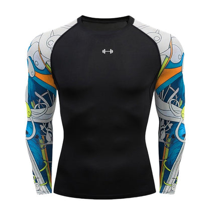 Gym Compression Dry Fit Men's Long Sleeves Fitness T-shirt Spring And Autumn Outdoor Sports Running Tees Sportswear Tops T-shirt