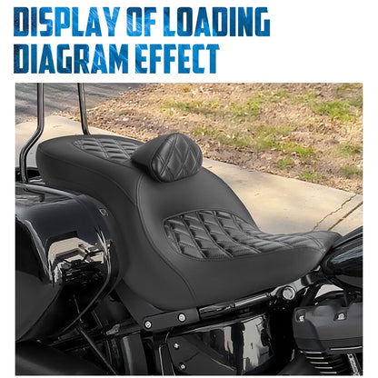 Assento de Passageiro e Condutor de Moto REWMTER com Encosto, Assento Duplo para Harley Softail Low Rider S Sport Glide Low Rider ST 18-24