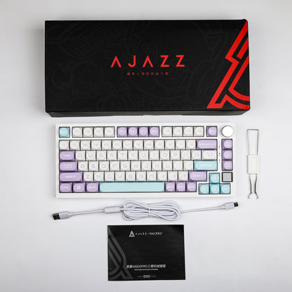 Teclado Gamer Ajazz AK820 Pro com Chave Magnética, Montagem Gasket, Bluetooth 5.1/Wireless 2.4G/USB-C com Fio, Tela TFT, para Mac/Windows