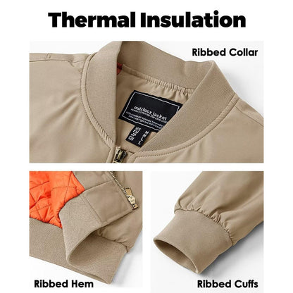 MAGCOMSEN Men's Aviator Jackets Thick Warm Orange Lining Bomber Jackets Fall Winter Casual Windproof Coats