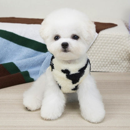 Colete de cachorro quente de lã, suéter de outono macio para animais de estimação, roupas de cachorro de luxo, moletons para filhotes, colete de gato com estampa animal, pulôveres para animais de estimação, roupas de poodle