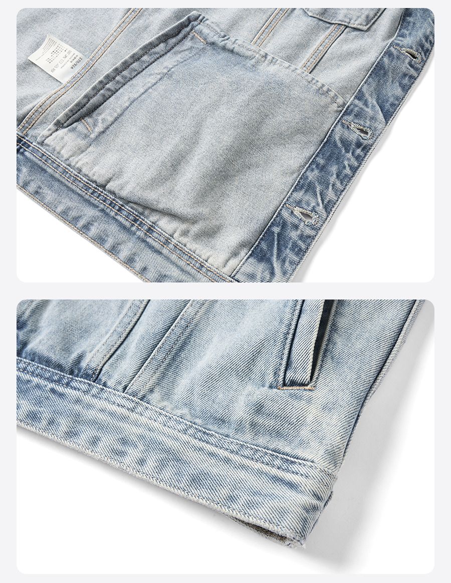 SIMWOOD 2025 Autumn New Oversize 12.5oz Classical Denim Jackets Men Washed Vintage Casual Jacket