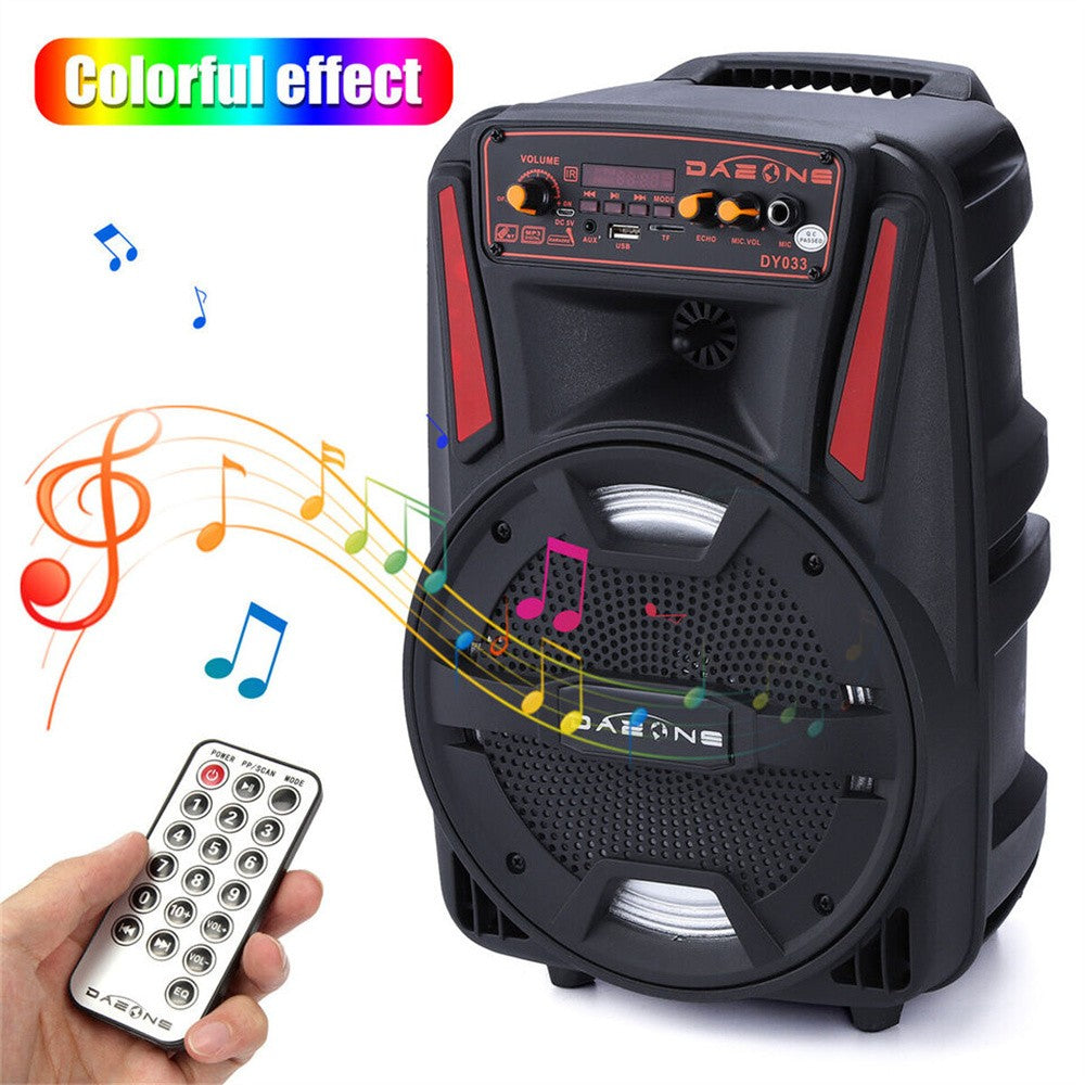 1000W Portable Bluetooth Speaker 8" Subwoofer Heavy Bass Sound System Party With Remote and Mic Led Light DJ karaoke Speaker