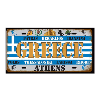 Plaque Tin Sign France Russia Spain Metal Sign Germany USA Country Flag License Plate For Wall Home Restaurant Craft Bar Decor