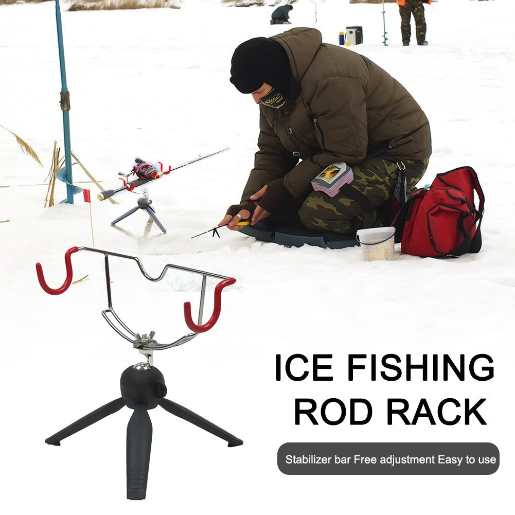 Suporte de Vara de Pesca de Gelo Dupla Cabeça Suporte Portátil para Vara de Pesca de Gelo Fácil Instalação Suporte de Vara de Inverno para Equipamento de Pesca de Inverno Mar