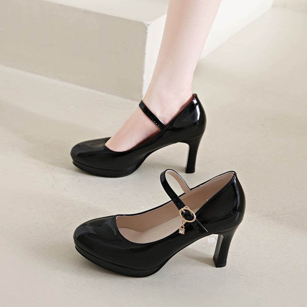 2025 Women's Black High Heels Spring Casual Shoes Women's High Heels Solid Color Wedge Shoes Plus Size High Heels Size 34-42