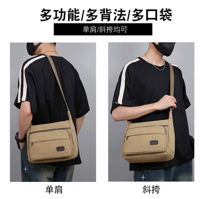 Men's Canvas Messenger Bag Single Shoulder High Quality Crossbody Bag Messenger Bag Commuter Travel Daily Use With Compartment