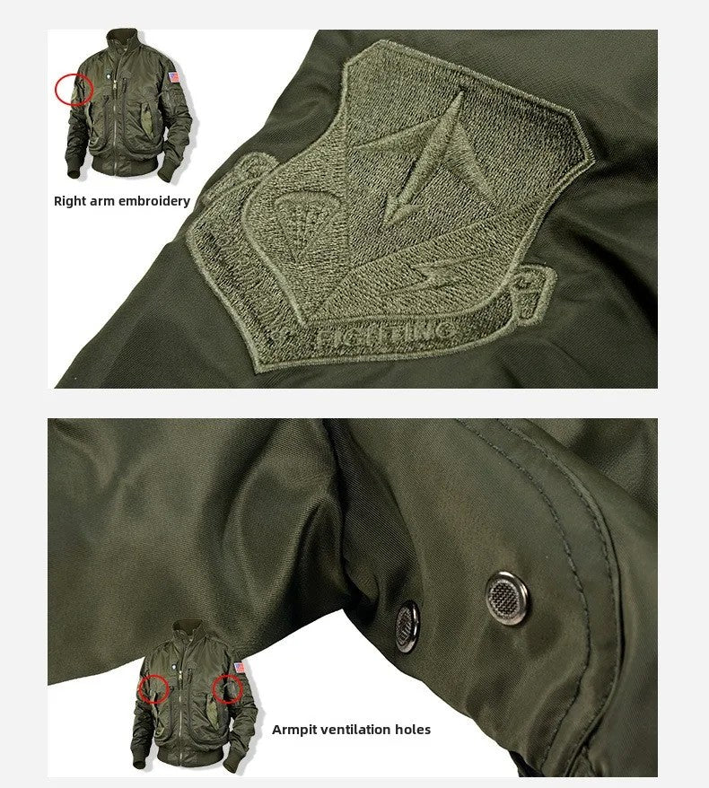 Men's pilot jacket men's air force MA1 baseball jacket spring and autumn casual youth trend military fan stand up collar jacket