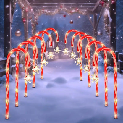5PCS/Set Solar Snowflake Cane Light Outdoor Waterproof Candy Ground Light Garden Landscape Christmas Decoration Lawn Light
