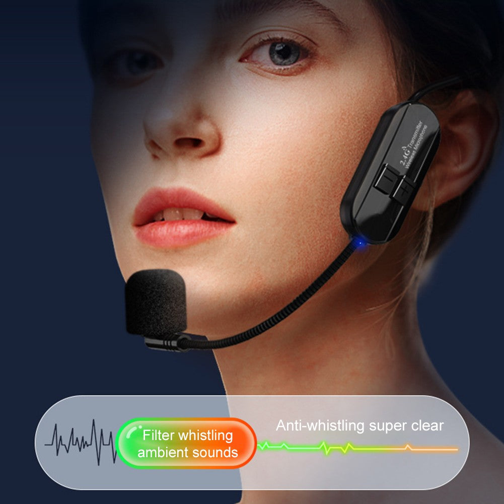 Sistema de Microfone de Mão e Headset Sem Fio 2.4G Amplificador de Voz de Longo Alcance para Palco e Ensino