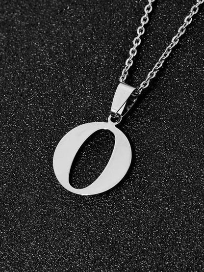 DGIDDK Aço Inoxidável Moda Simples A-Z Colar de Letra Pequena Pingente Inicial Corrente Fina Alfabeto Joia de Presente para Homens e Mulheres