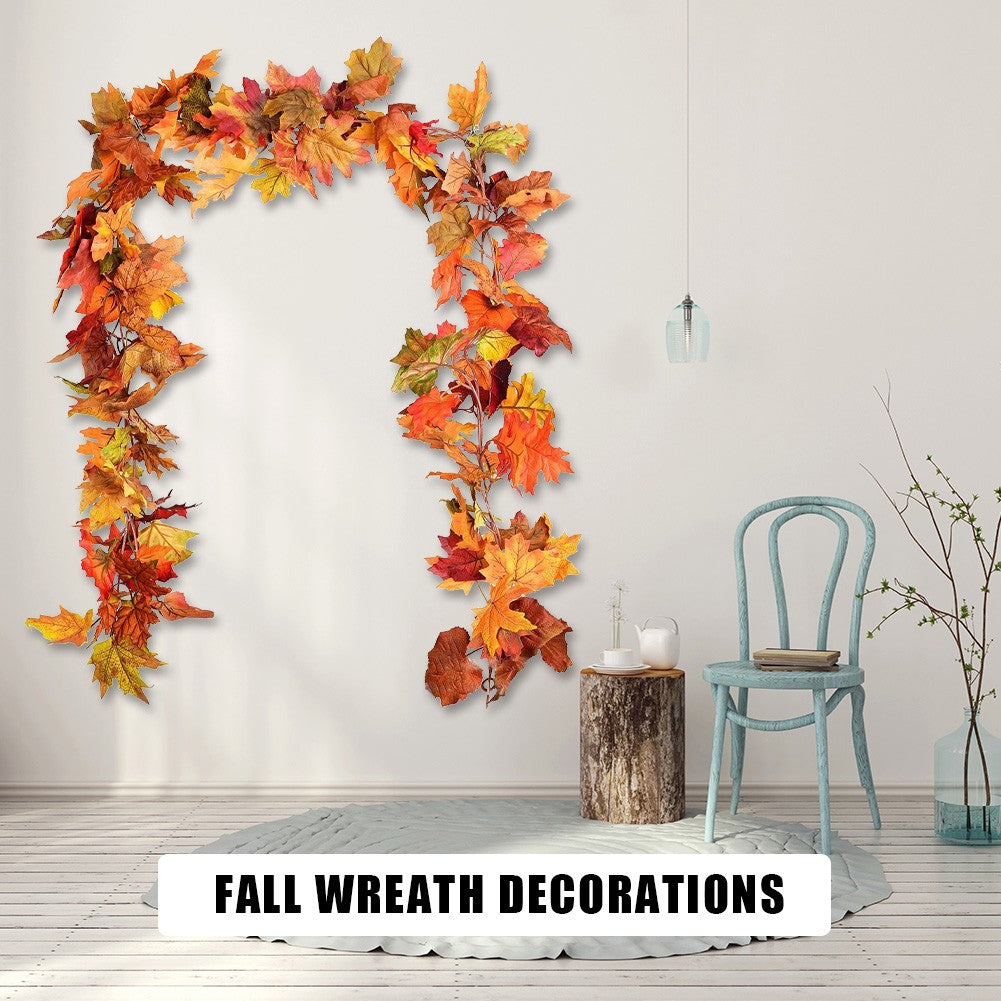 1/2Pcs 175cm Artificial Fall Maple Leaf Garland Fake Plants Autumn Decor Leaves Vine for Thanksgiving Halloween Decoration Gifts