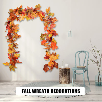 1/2Pcs 175cm Artificial Fall Maple Leaf Garland Fake Plants Autumn Decor Leaves Vine for Thanksgiving Halloween Decoration Gifts